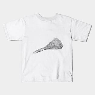 Broom. Black and white linear image. Kids T-Shirt